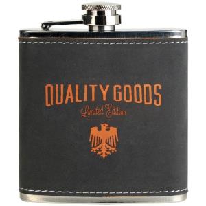 6 oz Stainless Steel Flask Dark  Gray/Orange