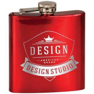 6 oz Stainless Steel Flask Gloss Red